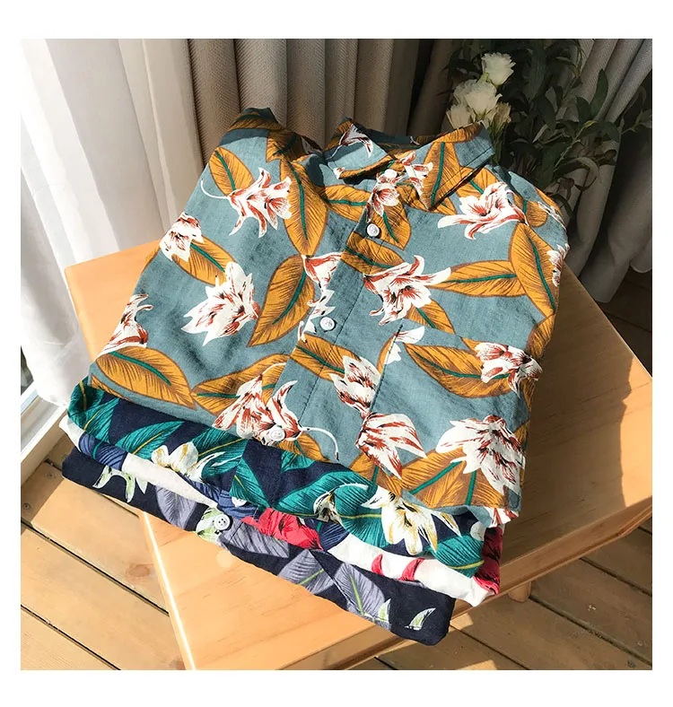 Summer Traditional Hawaiian designs mens shirt loose fit designer hawaiian shirt hibiscus patterns