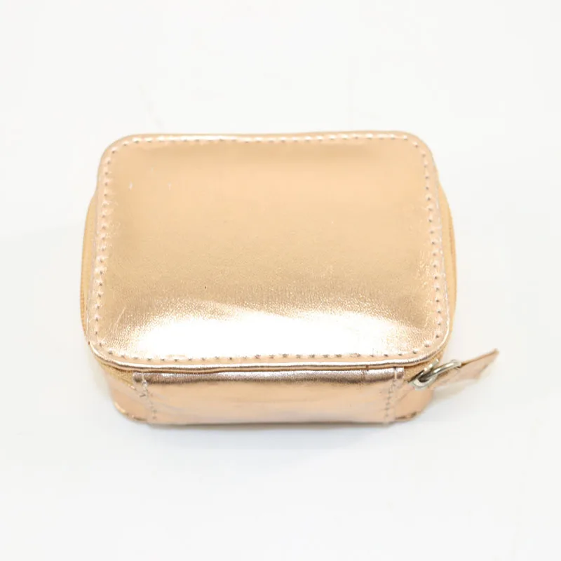 Metallic Gold  Leather Weekly Travel Pill Organizer Pill Container Dispenser Case Vitamin Caddy Organizer