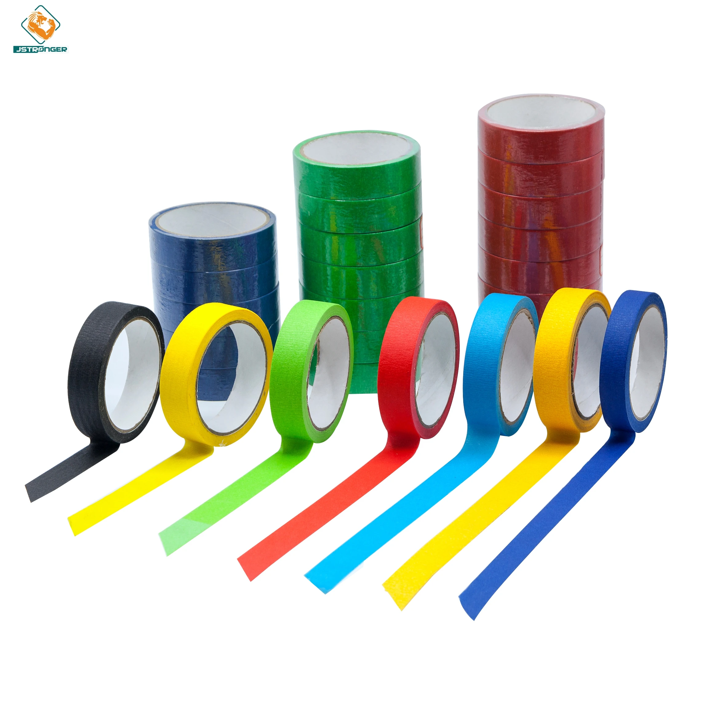 Factory Supply White Indoor Painting Self Adhesive General Purpose Usage Crepe Paper Colorful Decoration Masking Tape
