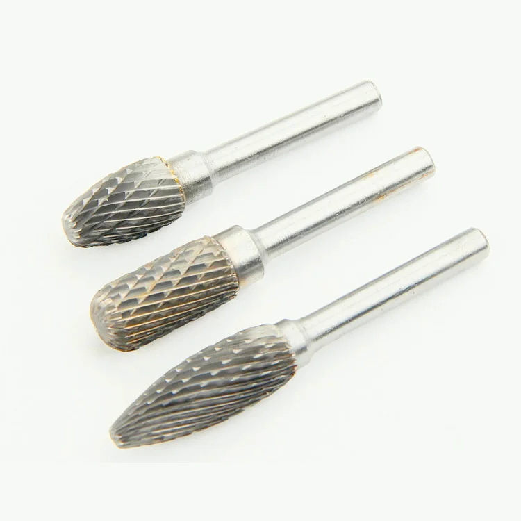 Elliptical cylinder carbide burr double cut dental burs