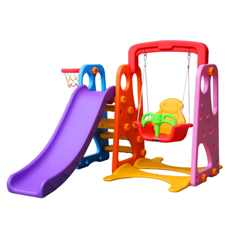 Combination Colorful Baby Kids Home indoor Plastic Slide and Swing Chair Play for sale