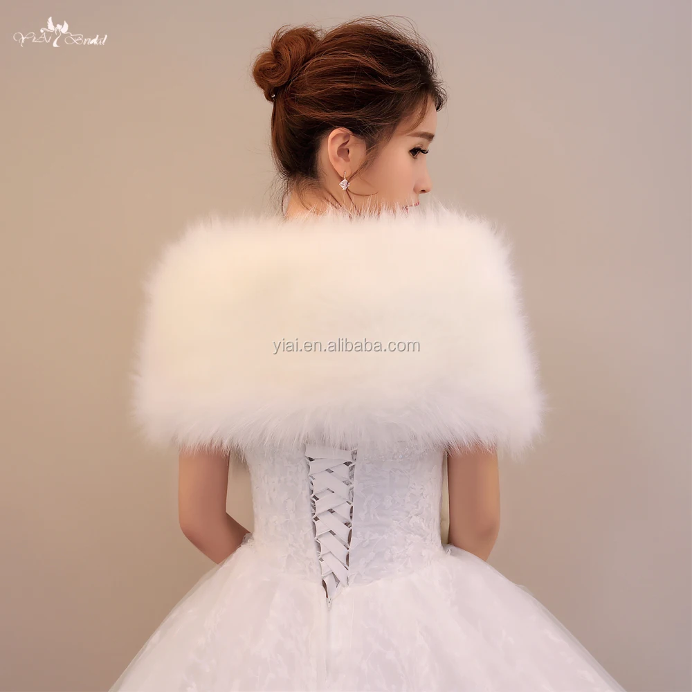 
LZP195 Lovely Off Shoulder White Fur Bolero Winter Wedding Cape 