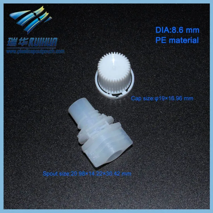 8.6mm Food packaging plastic doy pack spout with screw cap