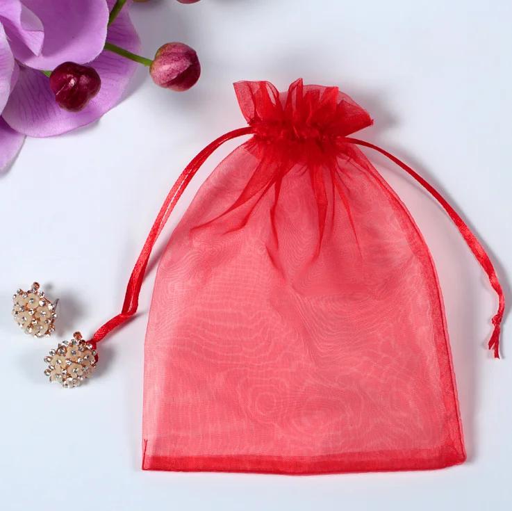 Оптовая продажа, 25 цветов, пакеты из органзы 7x9 9x12 10x15 13x18 см для упаковки ювелирных изделий, для браслетов, бусин, подарочный пакет