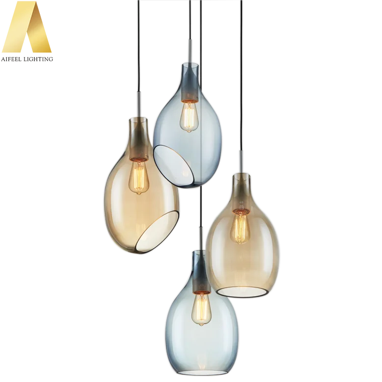 Contemporary latest design modern murano glass bubble colored hanging glass ball chandelier pendant light for hotel lobby