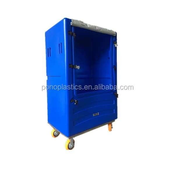 
Restaurant&Hotel Used Laundry Storage Cage Trolley Made Of PE Body And PU Wheel,Can Be Placed Lots Of Clothes 
