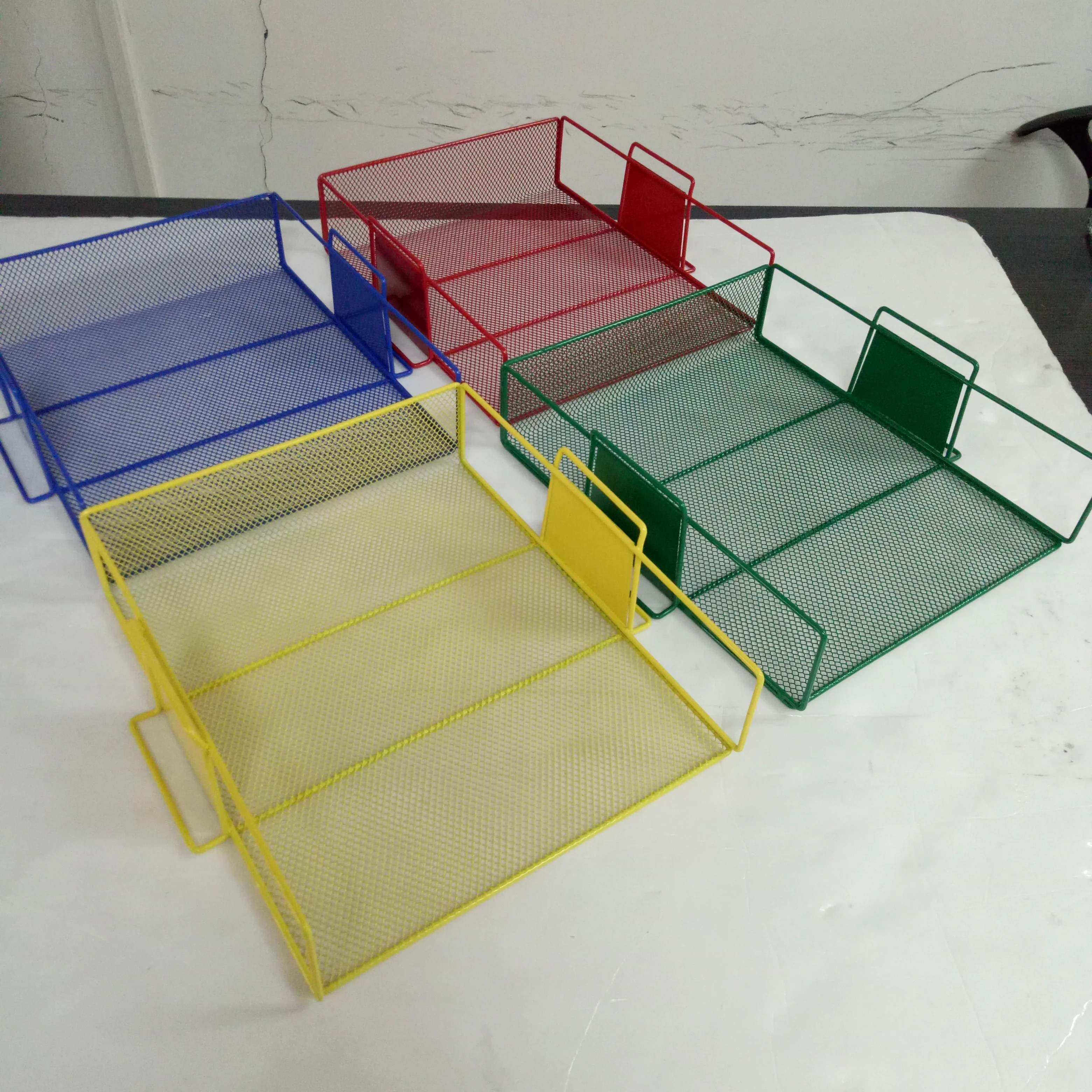 
Hot Sale Office desk organizer 4 tier mesh paper file document stackable letter tray 