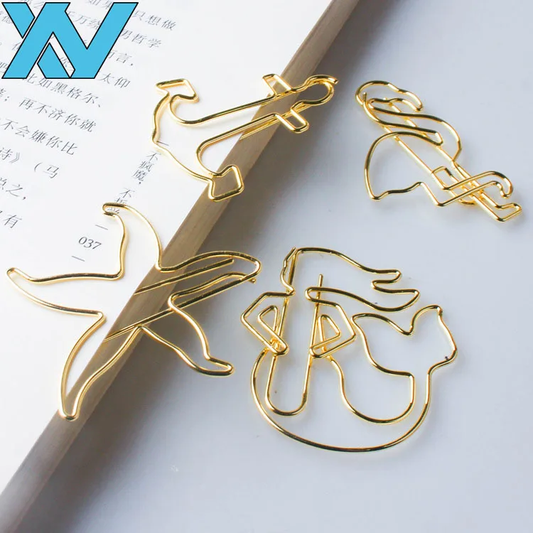 Unique OEM dog shaped dachshund design golden color metal wire paper clips