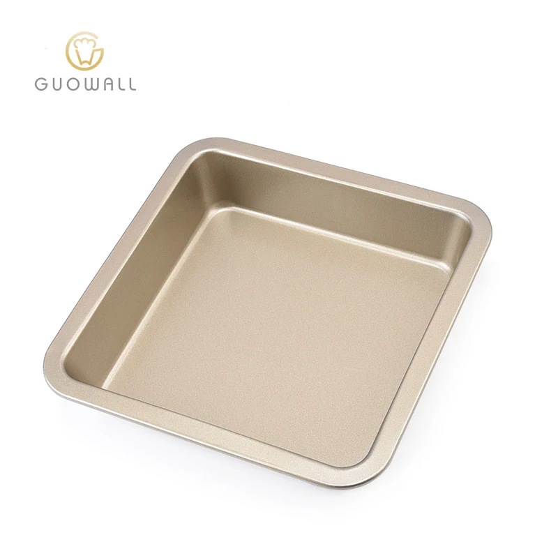 Квадратная антипригарная сковорода для пиццы из углеродистой стали с золотым покрытием