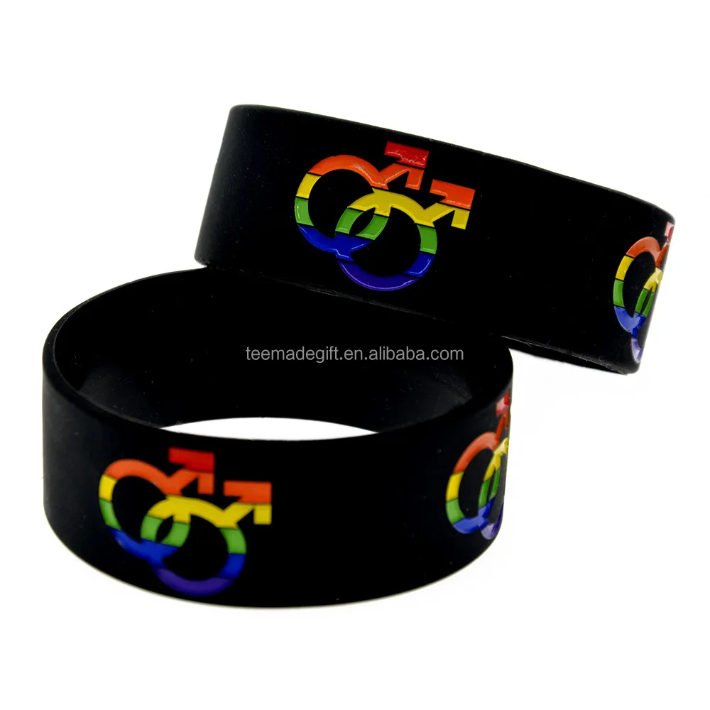 Promotion Gift Printed Gay Pride Silicone Wristband with Rainbow Color Bracelet For Gay Pride