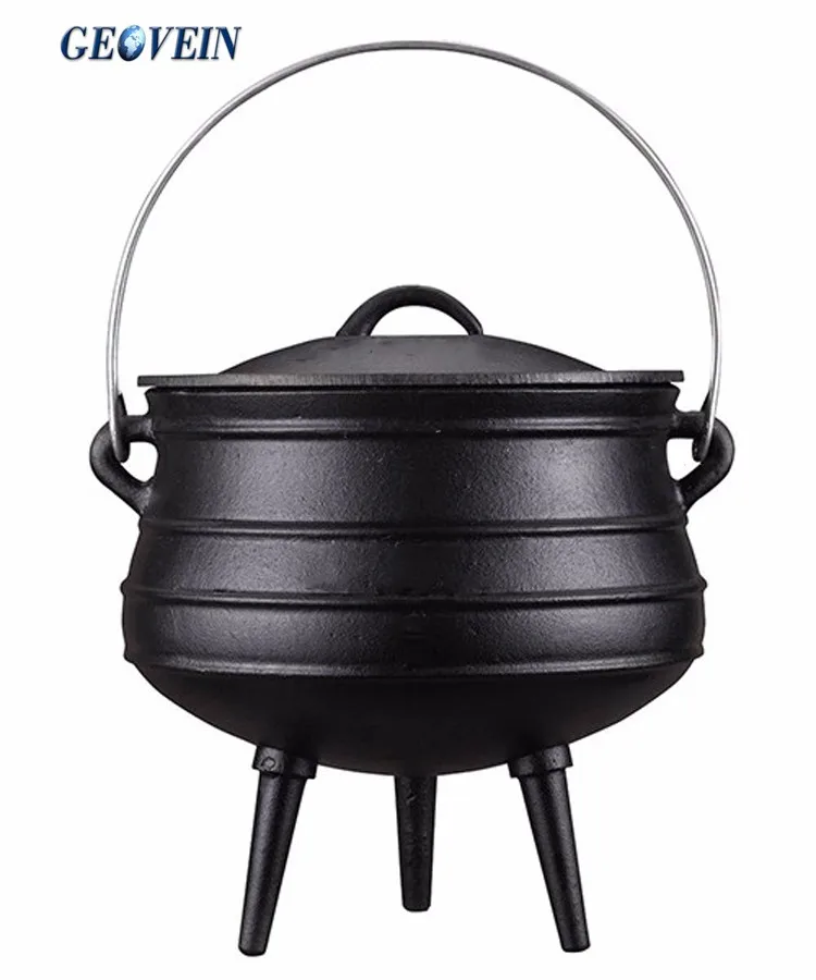 Traditional African Cast Iron Potjie Cauldron Pots Three Legs  Couldron