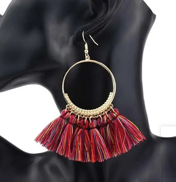 
Bohemia Tassel Earrings Fashion Big Circle Ear Rings Jewelry Accessories 