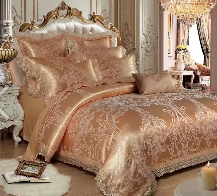 Laces Comforter Set, Home Textile Luxury Cotton&Viscose Jacquard Bedding for Bedroom, Duvet Cover bed sheet