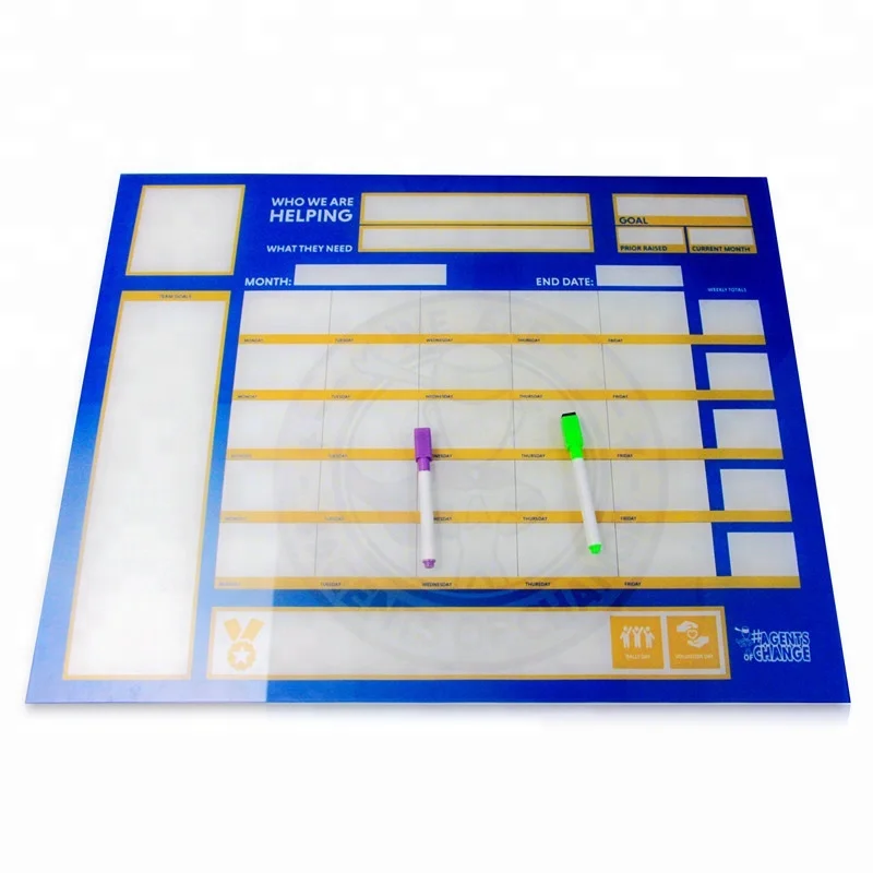 Standard size magnetic whiteboard glass board with clip/screw fixed