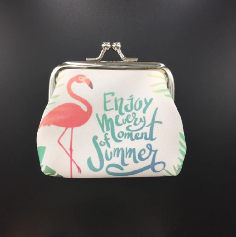 
Wholesale Fashion PU Logo Printed Flamingo Mini Coin Purse 