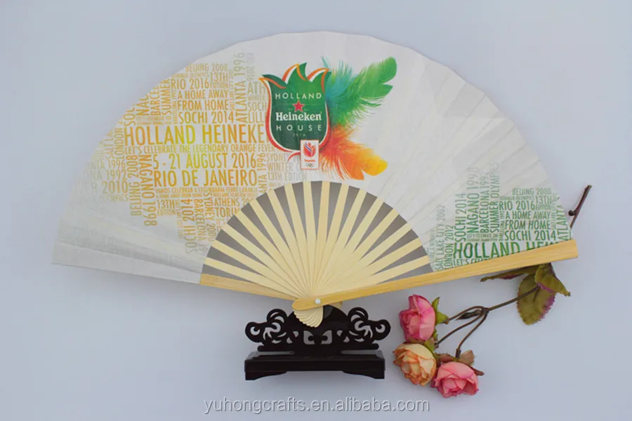 
eco-friendly Folk art promotional gifts bamboo folding hand fan advertising fan 