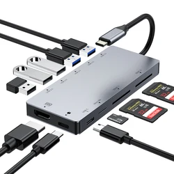 11 в 1 многопортовый Тип C hub адаптер питания к HD MI, USB 3,0, SDXC/TF кардридер