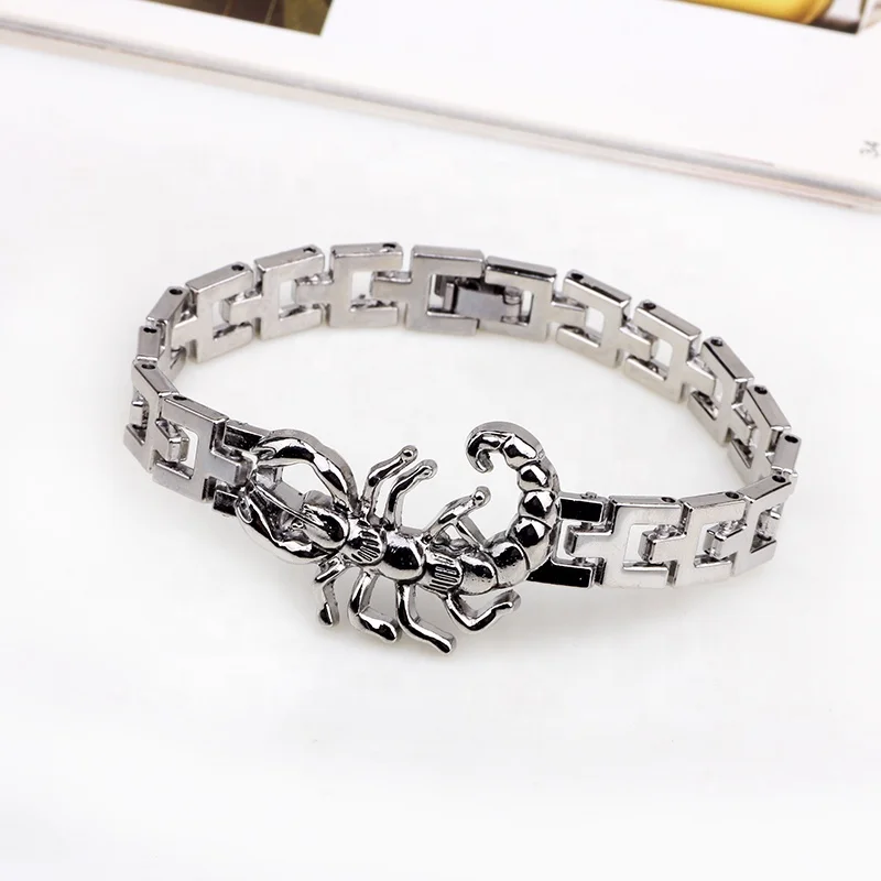 Fashion Men Titanium Chain Link Scorpion Bracelet,metal alloy scorpion charm fashion chain bracelet