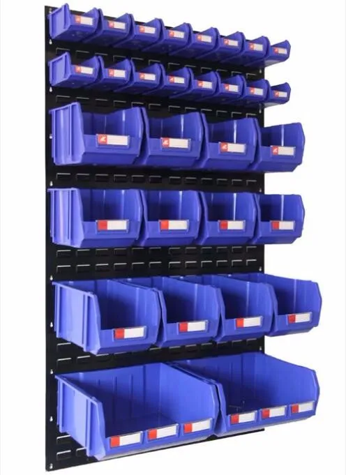 Warehouse Plastic Back Hang storage bins for louvered panel