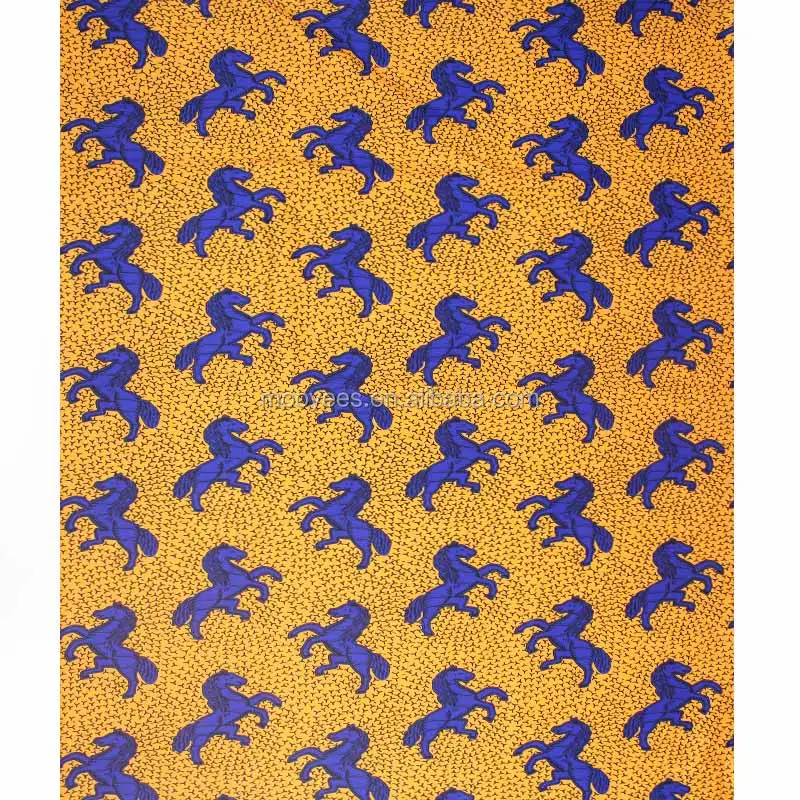 horse design lady fashion african wax printed chiffon fabric silk 6yards