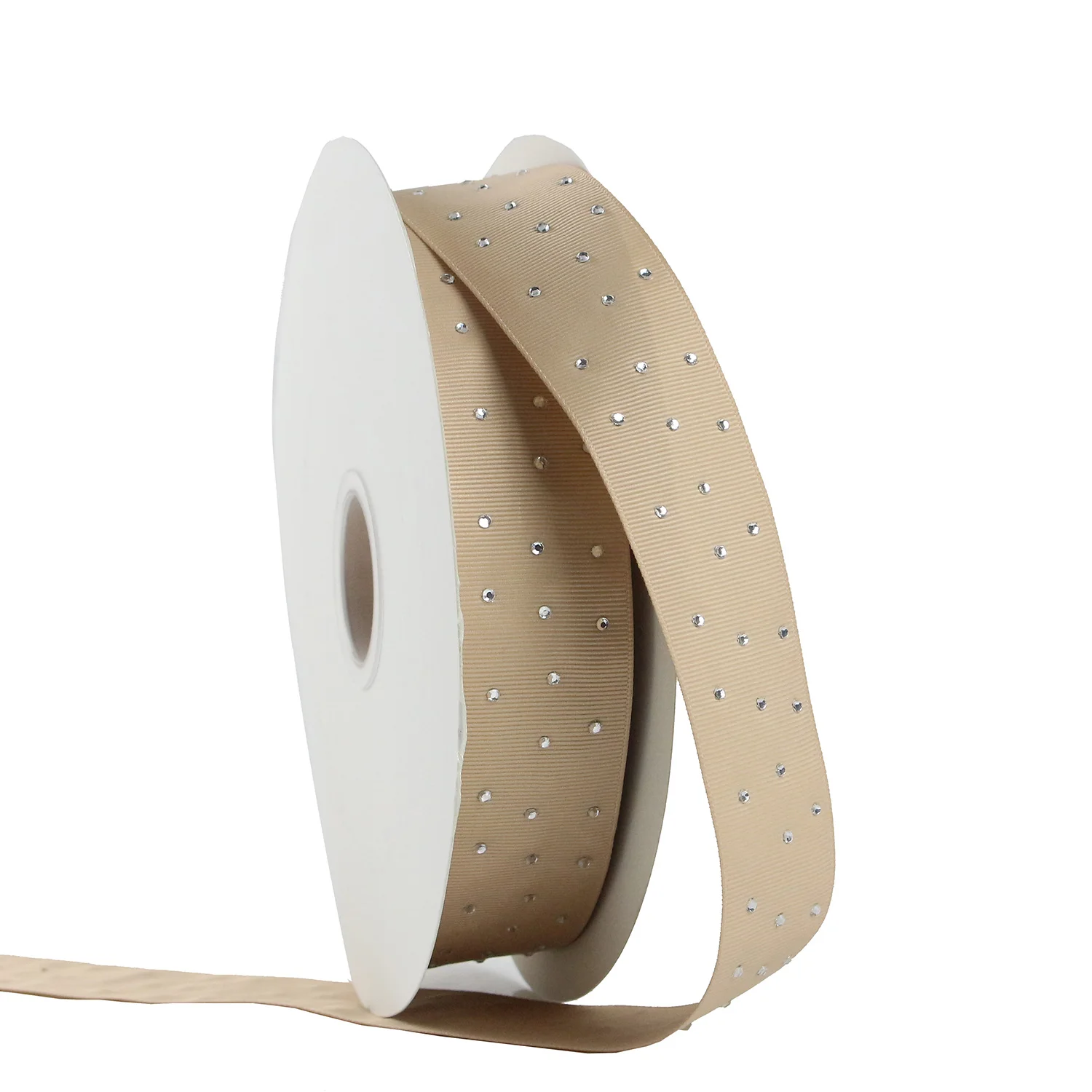 New design 38mm solid 4mm silver rhinestone printed grosgrain ribbon