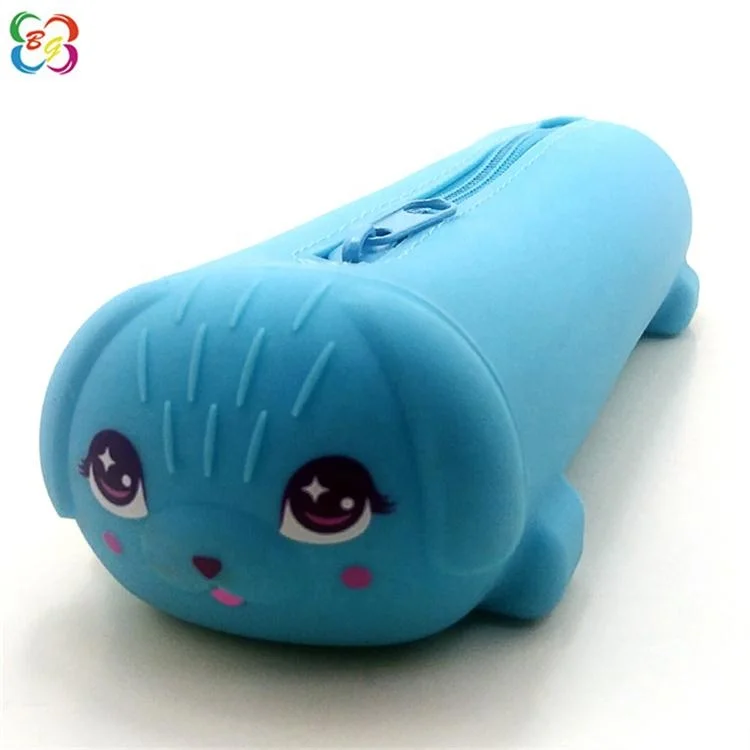 Cute Puppy Dog Student Silicone Rubber Pencil Bag/Stationary Pouch
