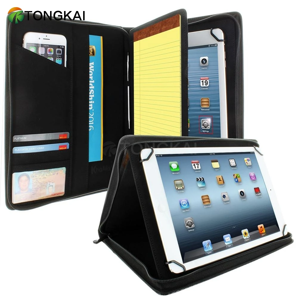 Customizable A4 File Zipper Multifunction More Data Pockets Padfolio Pu Leather Folder