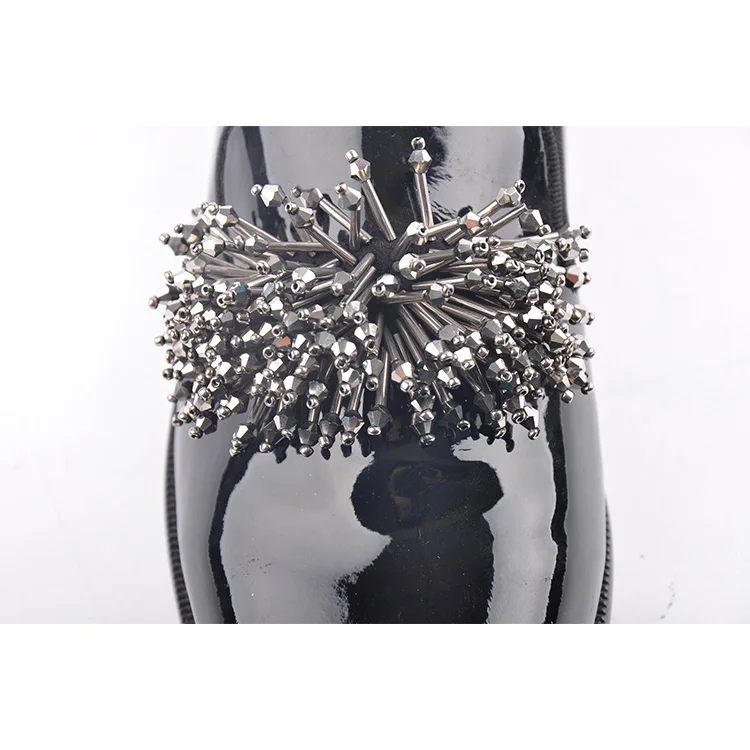 Special design steel nails paint leather black women shoes