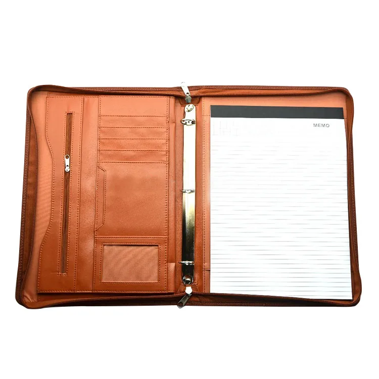 3 Ring Binder Compendium Folders Leather File Holder Portfolio For Hotel Rooms