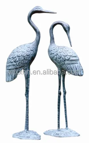 Garden Heron Pair Sculpture/Cast Aluminium Crane Set
