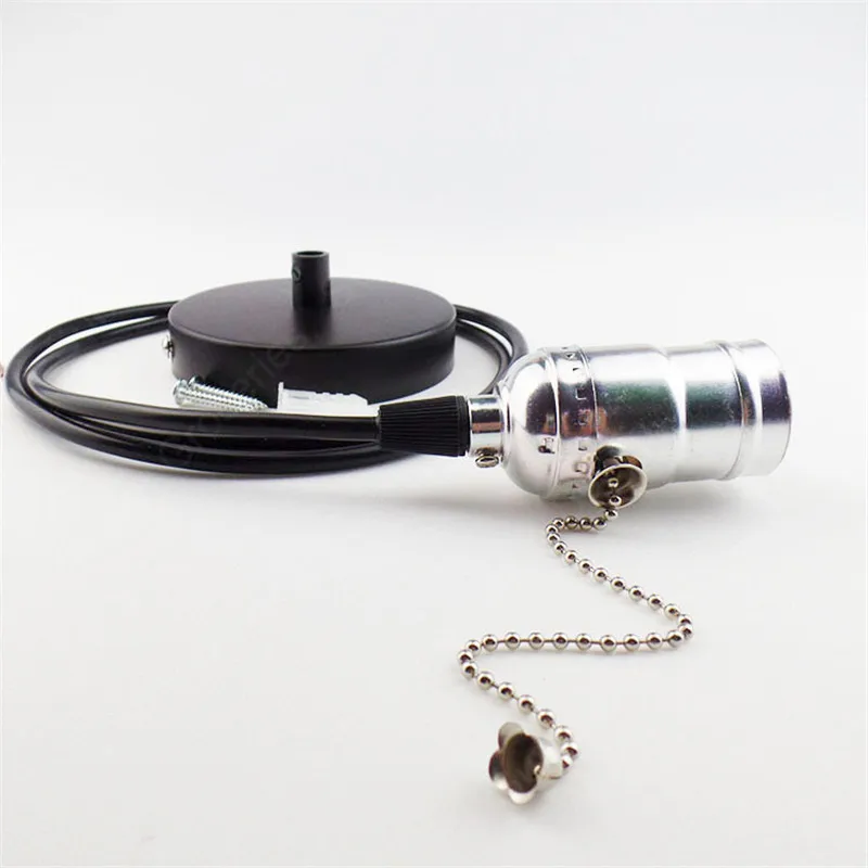 Vintage Antique Industrial Brass Finish Lamp Holder Fabric Cord Ceiling Rose industrial black pendant lamp hanging lights