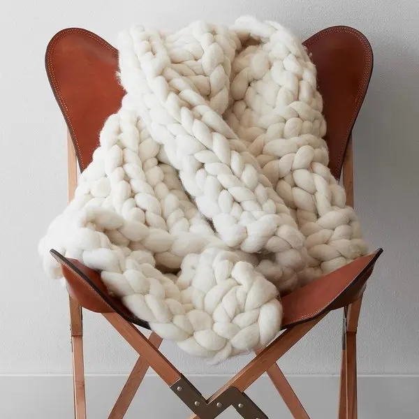 Various Color Chunky Knit Merino Wool Blanket
