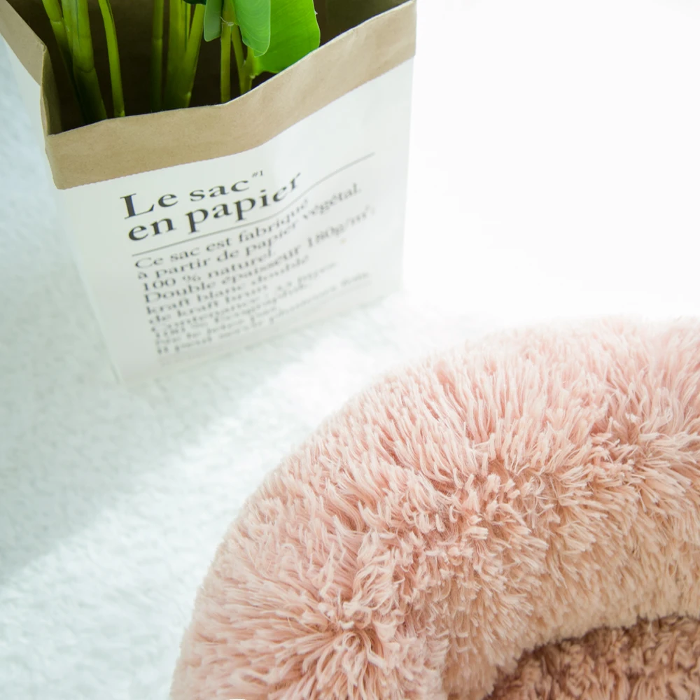
Hot Sale indoor soft and warm Plush Cute round pet bed 