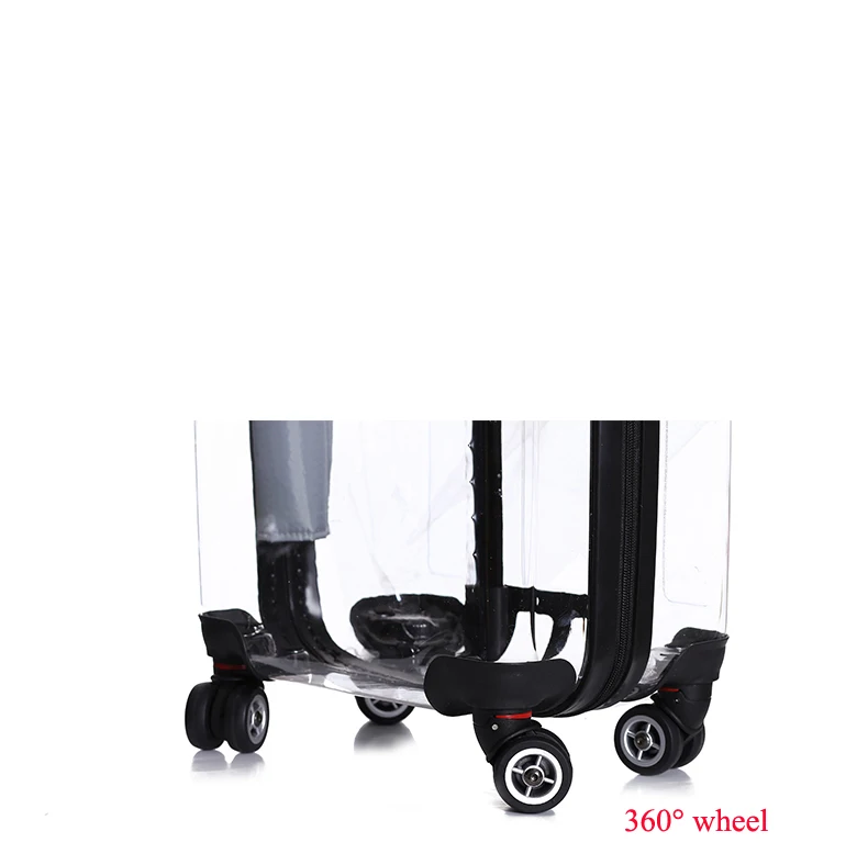 Double side transparent clear pc luggage customized design trolley suitcase