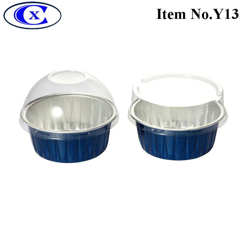 Disposable custom colorful christmas party muffin cups yogurt dessert cupcake cases round 125ml aluminum foil cup cake with lid