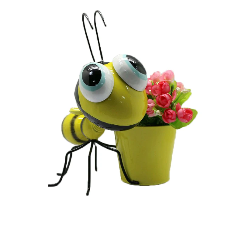 Custom Metal Insect Bee Home Garden Decoration Flower Planter Pot for Balcony ornament
