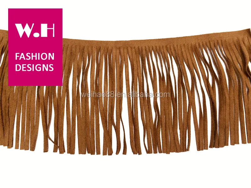 suede leather fringe /brown leather fringe /fringe trims