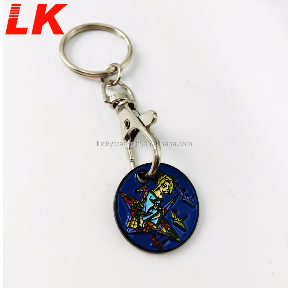 Round Shaped Shopping Trolley Coin Car Key Holder with logo