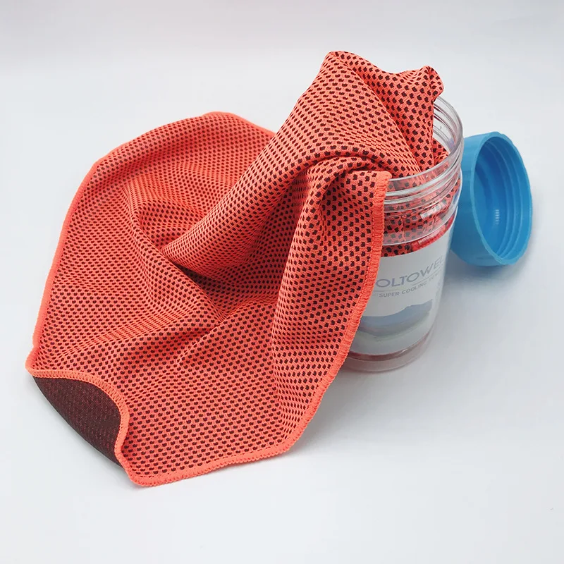 Custom logo instant Sports Mesh cooling towel in bottle