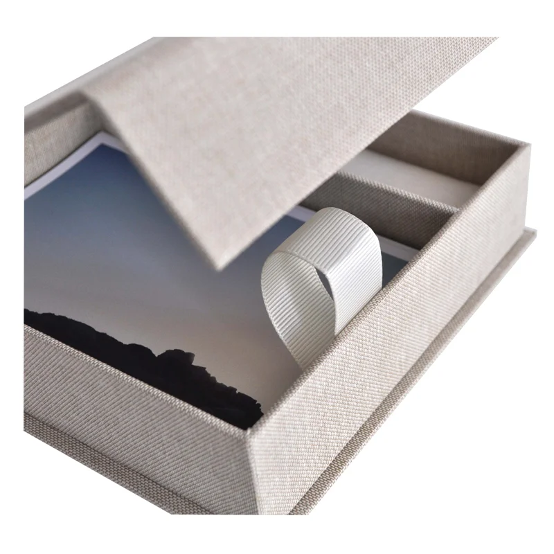 Free Sample Exquisite Custom Photo Album Packaging And Usb Drive Packing Gift Boxes With Magnetic Lid Closure