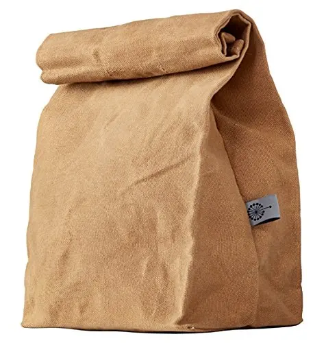 
Waxed Canvas Cotton Lunch Bags Brown Paper Bag Styled Classic Updated Reusable and Washable, Worthbuy Lunch Box for Men & Women 