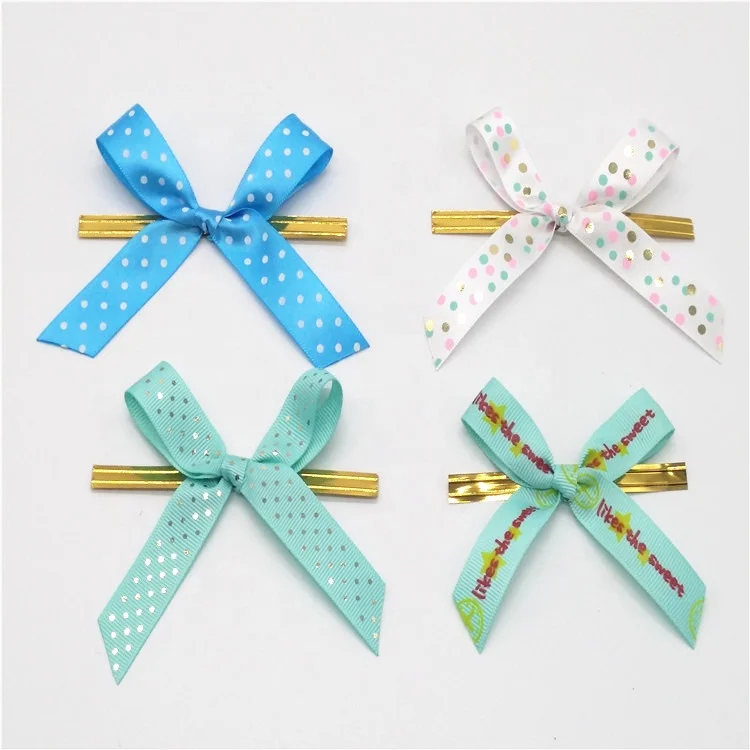 Wholesale Custom Pretied Packing Ribbon Bows With Twist Tie