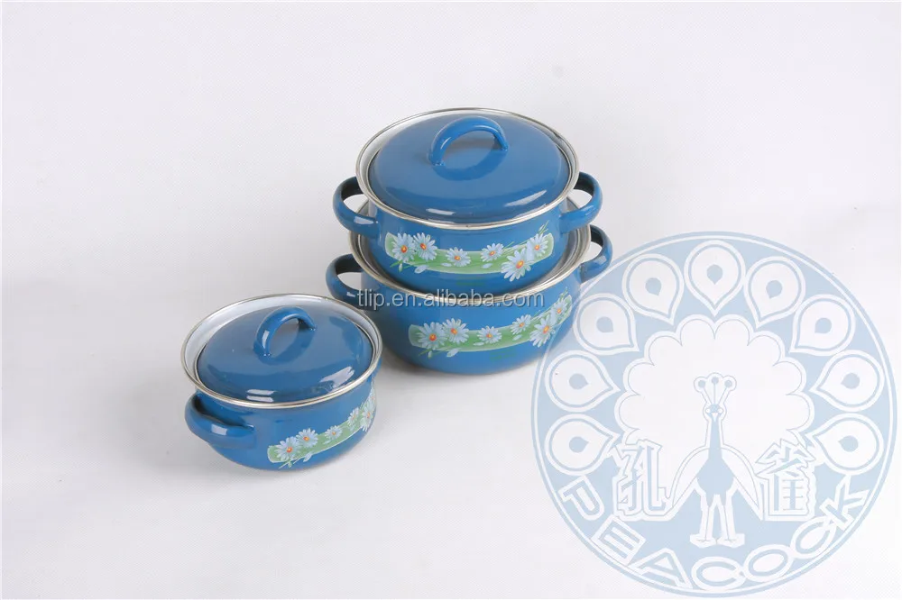 
3pc 5pc slap-up enamel casserole dark color with double ears/kitchenware pot/cook ware 