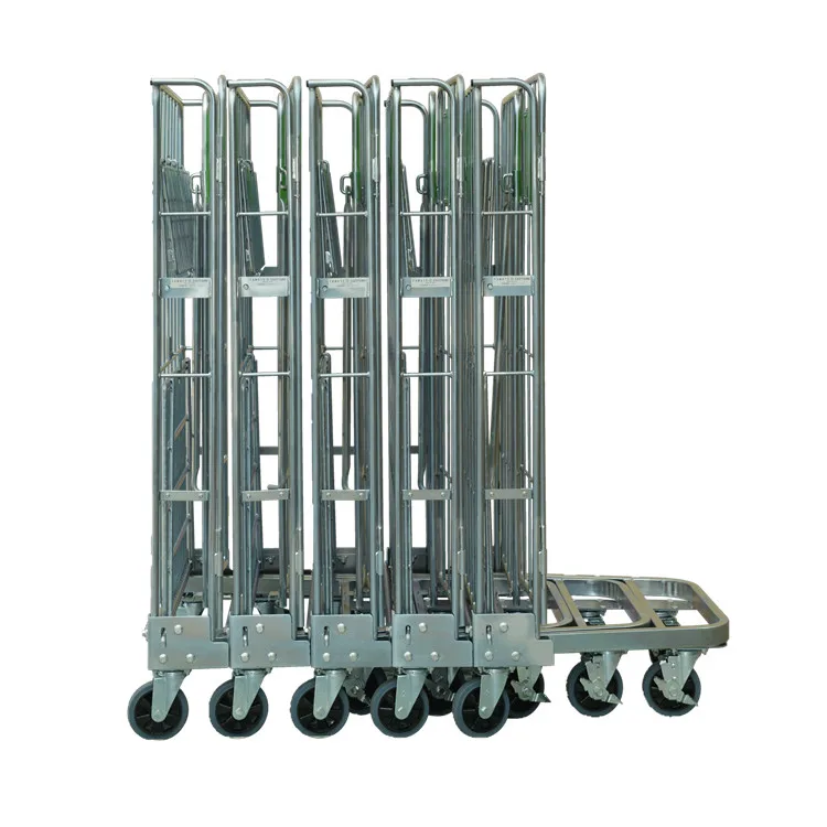 Warehouse cargo transport galvanized wire mesh roll container, roll cage trolley, rolling cage cart