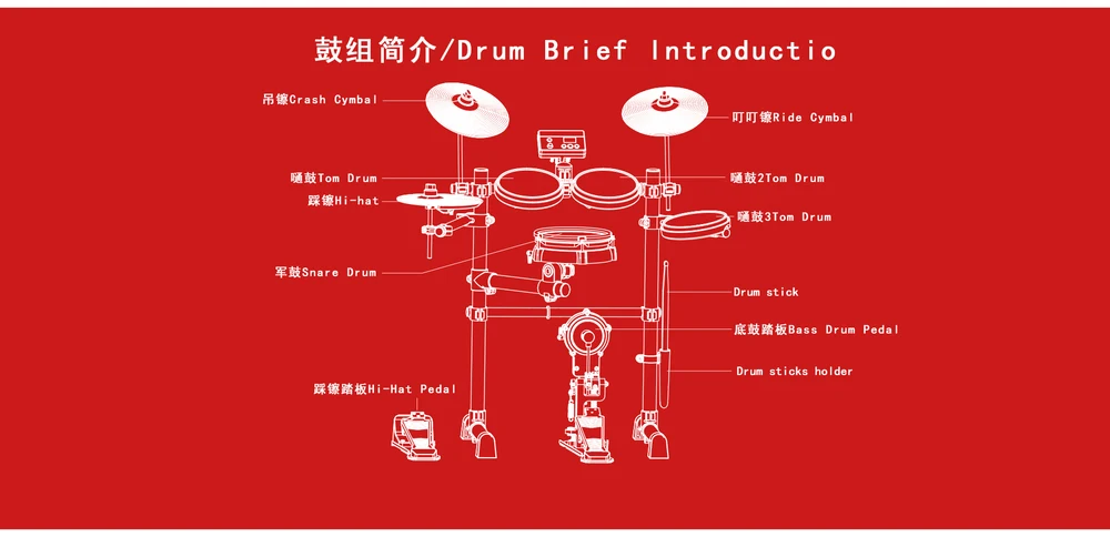 
AROMA low cost electronic high grading drum set drum set musical instrument TDX-15S 