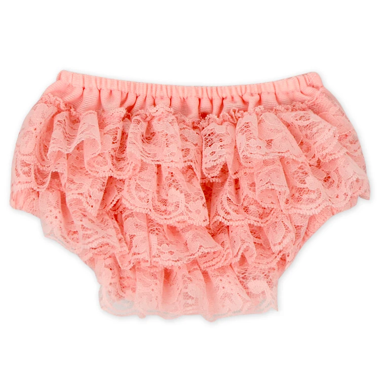 
Toddler Peach Lace Bloomer Toddlers Diaper Cover Wholesale Baby Ruffle Bloomers 