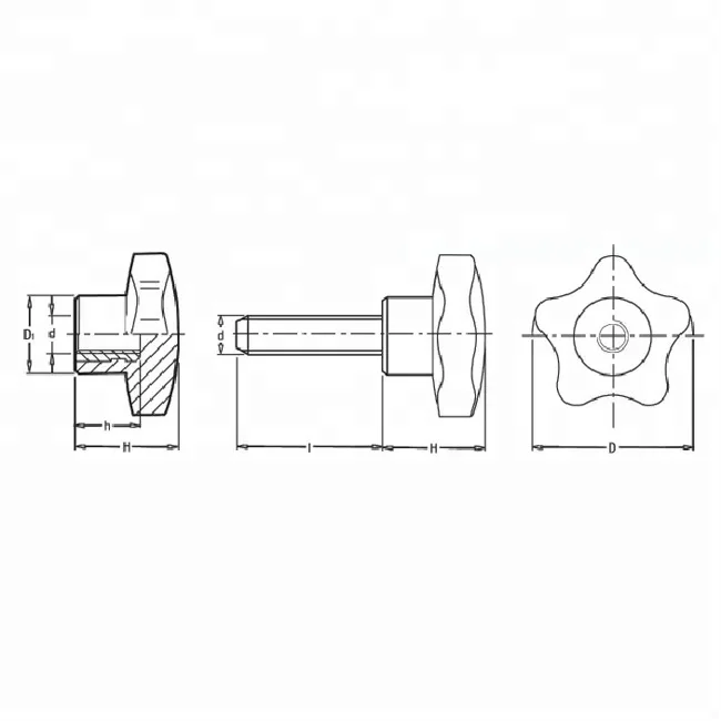 High quality Five lobes knob blind hole clamping knobs machine bakelite knob fastener