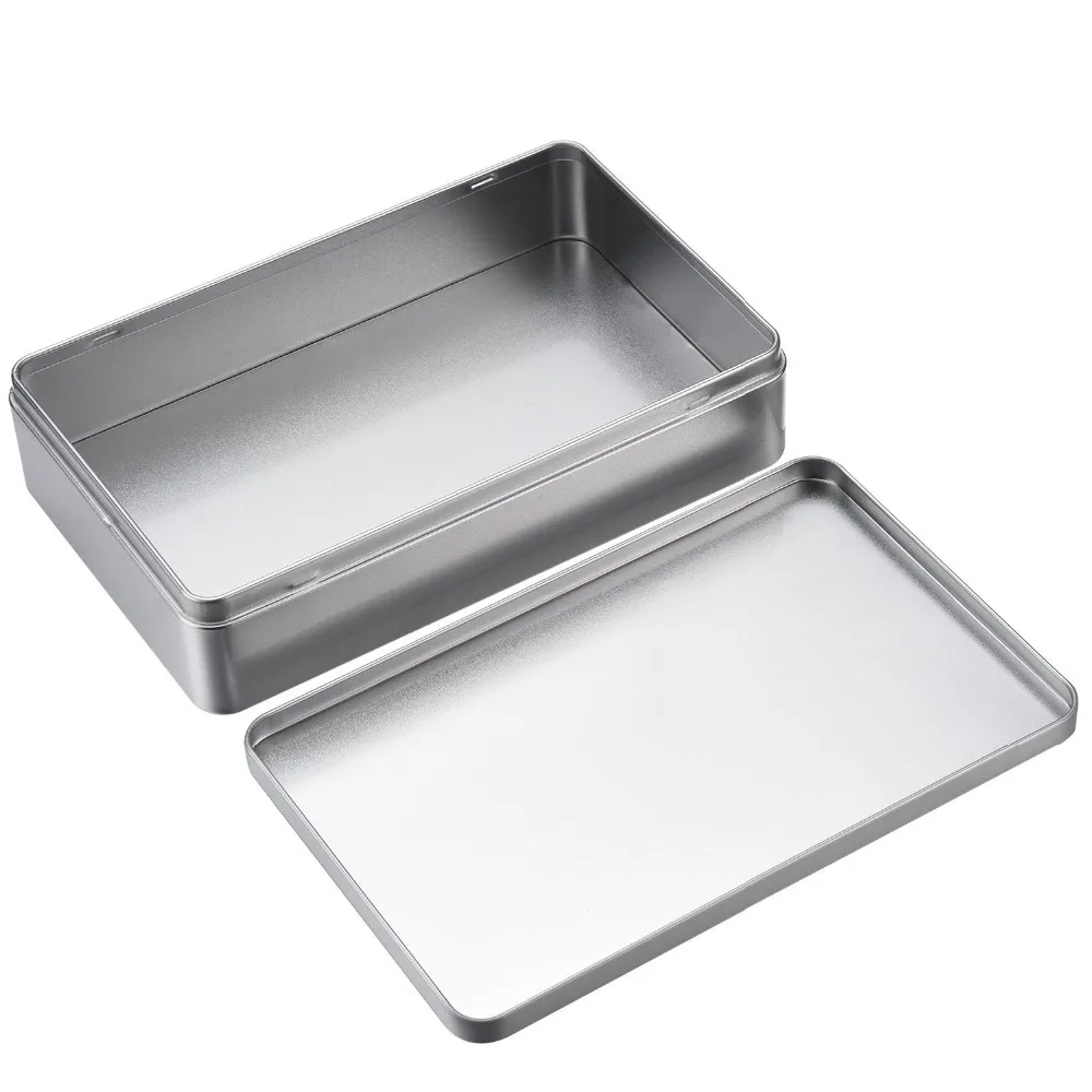 Silver rectangle packaging metal tin box with custom printing tin container jar