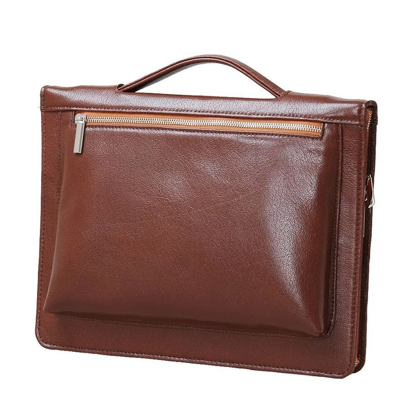 Professional Mens Leather A4 Organizer Padfolio Zippered with Handle