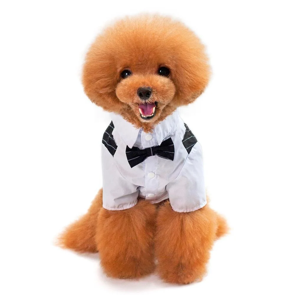 Holiday Costume Dog Bow Tie Halloween Apparel Cat T-shirt Clothes Striped Suit for Dog